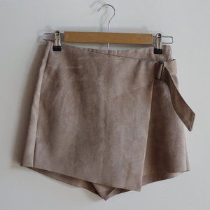 ZARA Suede Skort with Belt Detail